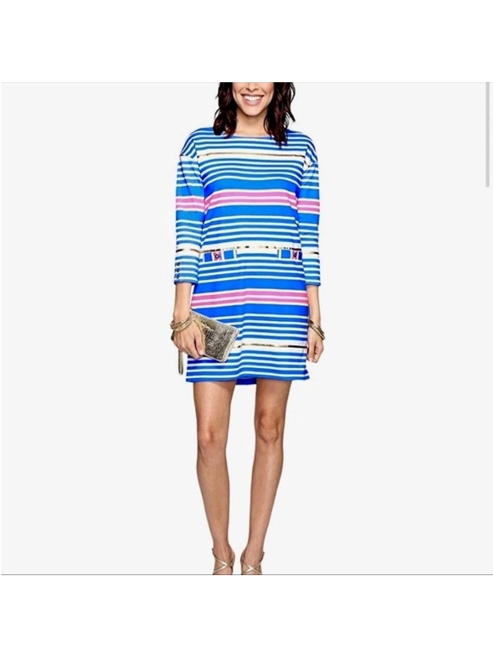 Lilly Pulitzer Lena Tiki Stripe dress Tunic Multicolor Tropical resort wear.